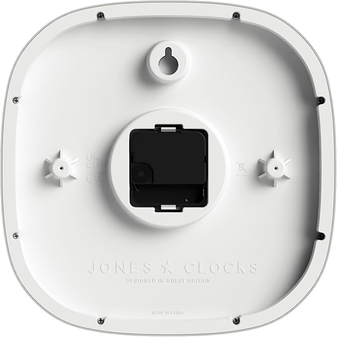 JONES CLOCKS® Marvel Wall Clock | Modern Retro Rounded Square Clock | 10 inch | White | Cool Designer Look for Kitchen, Living Room or Office