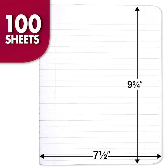 Mead Composition Notebook, 12 Pack, Wide Ruled Paper, 7-1/2" x 9-3/4", 100 Sheets per Comp Book, Black Marble (72936)