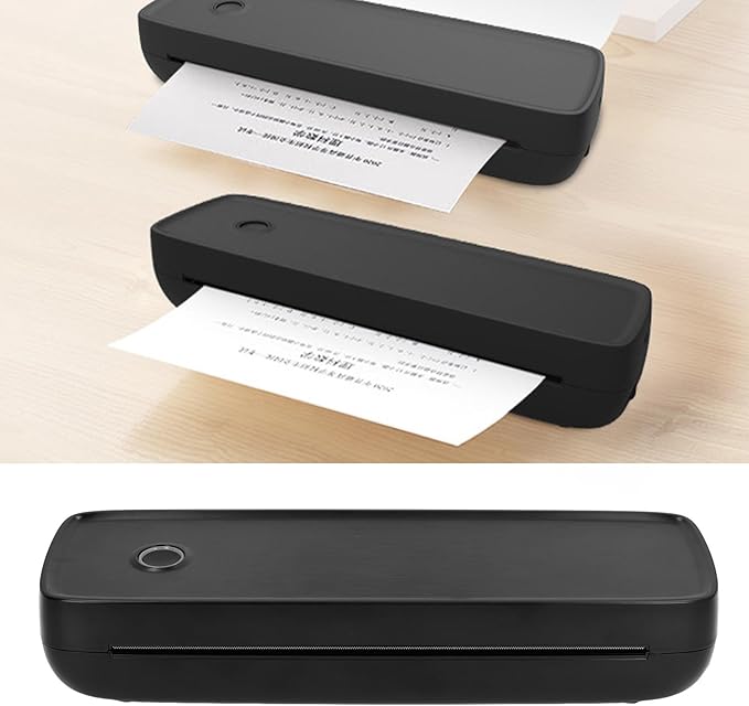 Bluetooth Thermal Printer Black Portable Inkless A4 A5 Paper Printing Lithium Battery for Office Home Car