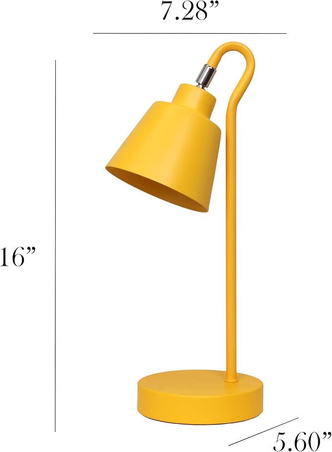 Simple Designs LD1079-YLW 16" Sleek Essentials Metal Looped Desk Task Lamp with Adjustable Shade, for Office, Desk, Nightstand, Dorm, Yellow