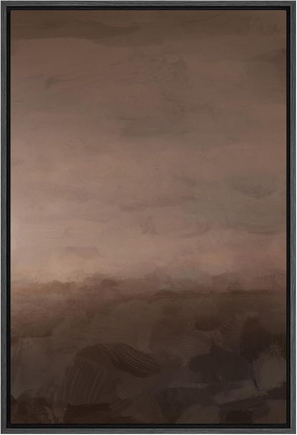 SIGNFORD Framed Canvas Print Wall Art Moody Brown and Earthy Abstract Minimalist Illustrations Modern Art Decorative Relax/Calm for Living Room, Bedroom, Office - 24"x36" Black