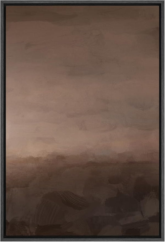 SIGNFORD Framed Canvas Print Wall Art Moody Brown and Earthy Abstract Minimalist Illustrations Modern Art Decorative Relax/Calm for Living Room, Bedroom, Office - 24"x36" Black