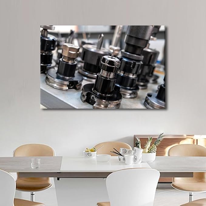 Machine Drill Bits Pictures for Bedroom Wall Decor Machine Shop Prints Wall Art Artwork for Home Walls 1 Piece Wall Art Framed Art Wall Decor Canvas Wall Art Ready to Hang, 24" x36"