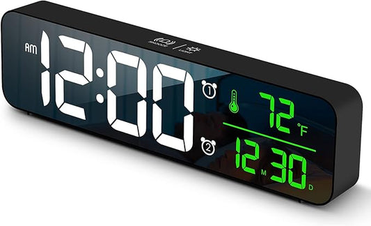 Hournor Digital Clock for Bedroom, Digital Wall Clock for Living Room Decor, Desk Table Clocks, Digital Clock Large Display, Bedroom Smart Alarm Clock for Office Green