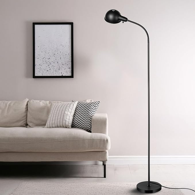 Dimmable Floor Lamp with Flexible Gooseneck and Rotatable Shade, Modern Style Standing Tall Lamp, E26 Socket, LED Reading Lamp (Black)