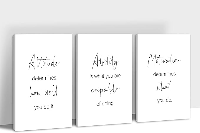 SHMAO Office Canvas Wall Art Motivational Wall Decor, 3 Piece Modern Positive Quotes Print Pictures for Office Wall Decor Women Inspirational Framed Artwork Home Office Decor 12”x18”x3 Panels