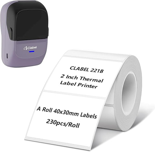 CLABEL Label Maker Machine with Tape 221B Inkless Label Printer Handheld Barcode Printer Compatible with Phone & PC for Retail School Office Organization Label Makers with APP