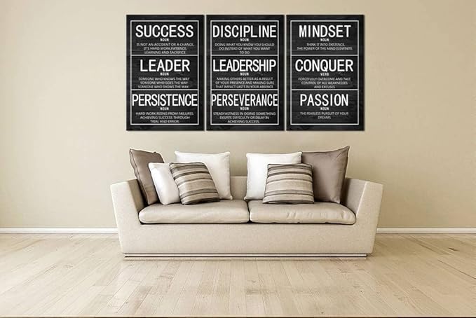 Motivational 3 Pieces Poster Inspirational Canvas Wall Art Prints Artwork for Living Room Office Modern Home Decor Inspiring Painting Pictures Stretched and Framed Ready to Hang [72''Wx 36''H]
