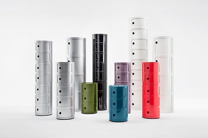 Kartell 4966/SI Componibili Drawers by Anna Castelli Ferrieri, Pack of 1, Opaque Silver