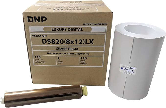 DNP DS820A Printer Luxury Media, 8x12" Silver Pearl Roll, 110 Prints Per Roll, 1-Pack
