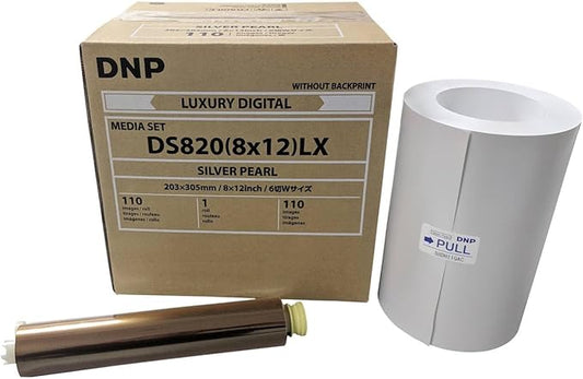 DNP DS820A Printer Luxury Media, 8x12" Silver Pearl Roll, 110 Prints Per Roll, 1-Pack