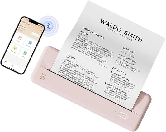 HPRT Wireless Portable Printer - Bluetooth Thermal Printer for Travel, Mobile Office, School, Home Compatible with iOS Android (Renewed) (Pink)
