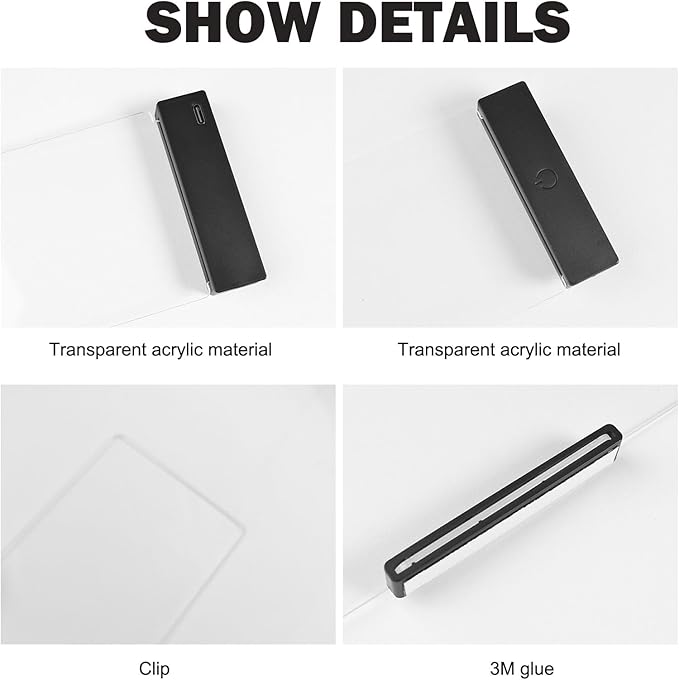 LED Memo Board with Sticky Note Holder, Office Supplies, Monitor Memo Board, Clear Acrylic Computer Monitor Organizer, Work from Home Essentials, Multifunction Workspace Accessories (Black-R)
