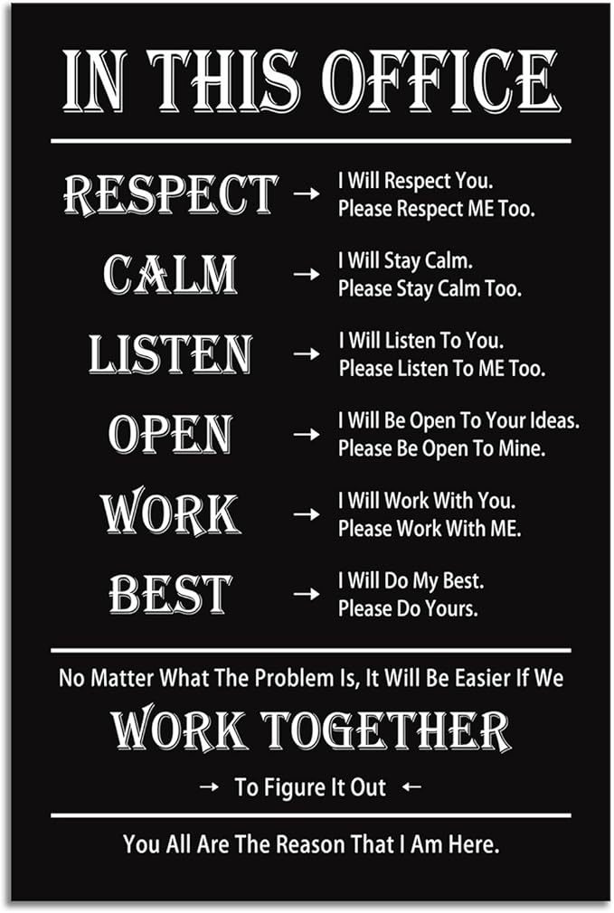 In This Office Inspirational Canvas Wall Art Office Wall Decor Motivational Positive Teamwork Theme Painting Posters Print Artwork Modern Living Room Company Framed Ready to Hang[24''W x 36''H]