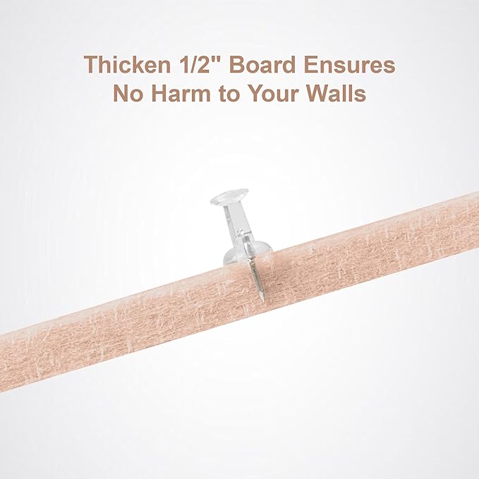Bulletin Board, 24 x 18 inches Felt Board Decorative Pin Board, 4' x 3' Cork Board Alternative for Wall, Foldable Photo Board with 20 Pushpins - Mauvey Pink Stripes