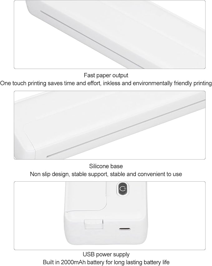 Zunate Portable Printers Cordless for Travel, Bluetooth Thermal Printer Support A4 Letter, Inkless Mobile Printer with App for Office, Home, School, Compatible with Android & Laptop