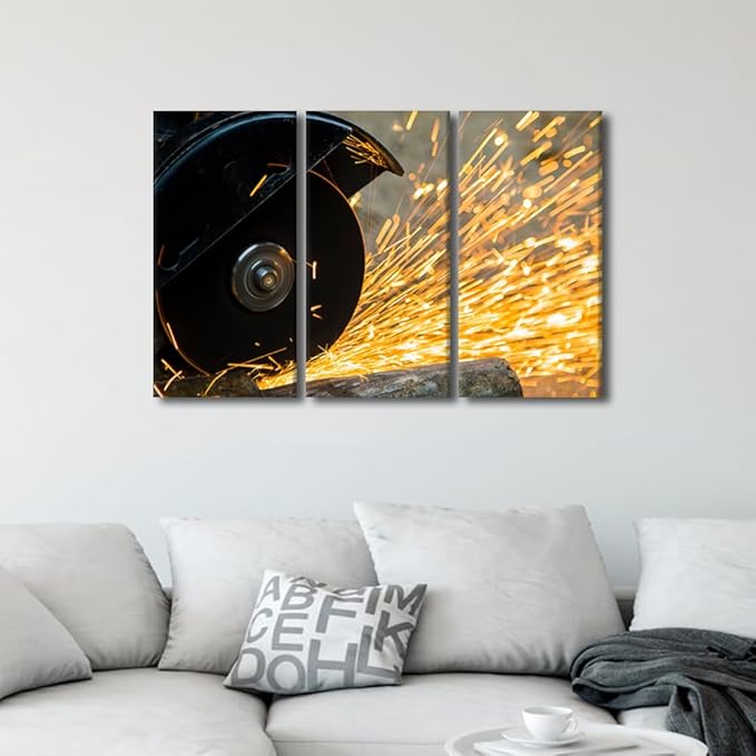 Artwork for Walls Tools Technology Canvas Paintings Wall Art Machine Pictures Wall Decor for Bedroom Framed Canvas Art 3 Panel Posters & Prints Canvas Wall Art Ready to Hang, 36x24 Inch
