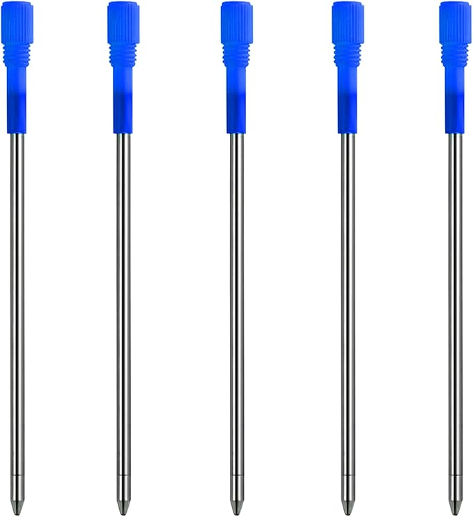 DunBong Metal Pen D1 Refills, Ballpoint Pen Refill, Blue Ink, Crystal Diamond Pen Refil Replacement Ink,3.2 inch, Pack of 5 (Blue)