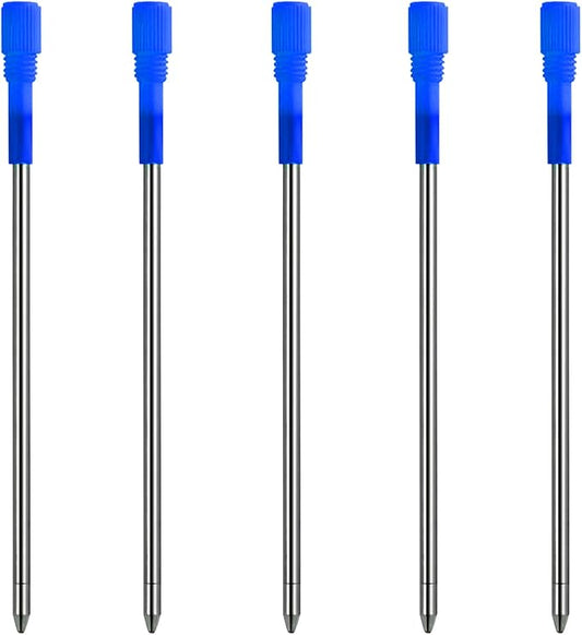 DunBong Metal Pen D1 Refills, Ballpoint Pen Refill, Blue Ink, Crystal Diamond Pen Refil Replacement Ink,3.2 inch, Pack of 5 (Blue)