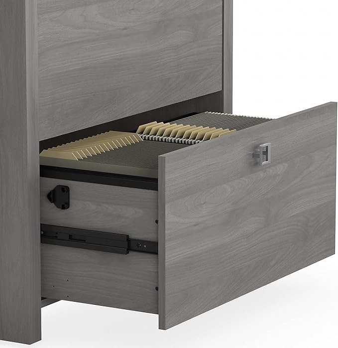 Bush Furniture Lateral File Cabinet with Satin Silver Hardware | Echo Collection 2 Drawer Filing Unit for Home Office or Professional | 31Wx20Lx30H