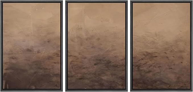 MUDECOR Framed Canvas Print Wall Art Minimalist Earthy Neutral Brown Abstract Illustrations Realism Decorative for Living Room, Bedroom, Office - 16"x24"x3 Black