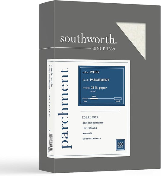 Southworth 984C Parchment Specialty Paper Ivory 24 lb. 8 1/2 x 11 500/Box (SOU984C)