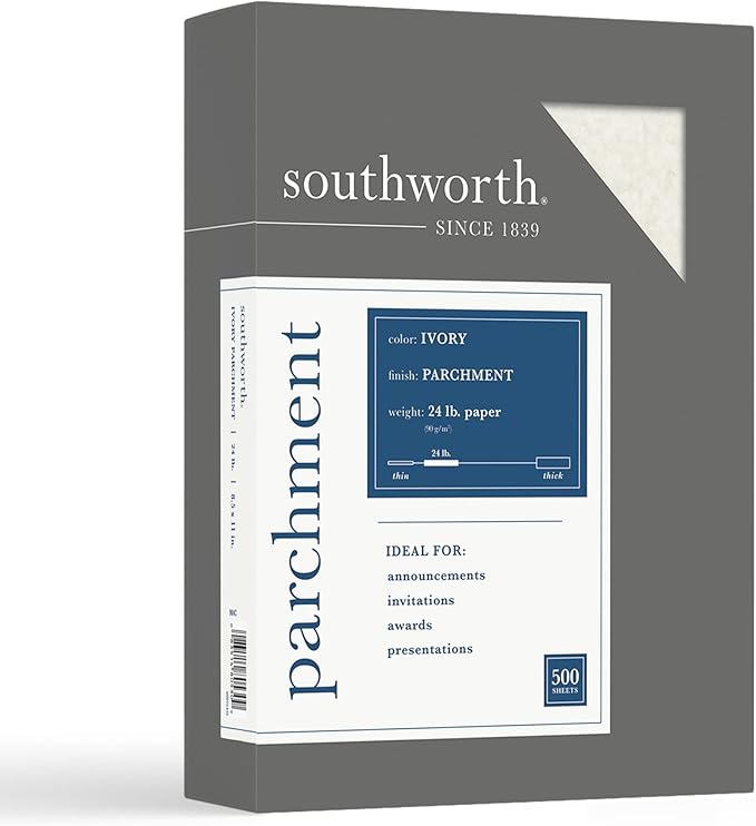 Southworth® Parchment Specialty Paper, 8 1/2" x 11", 24 Lb, Ivory, Pack Of 500