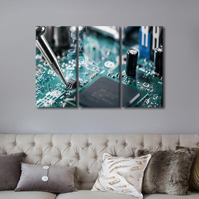 TUMOVO Cutting Machine Wall Art Office Room Wall Decor Modern Wall Artwork Canvas Frame Art Prints 3 Pieces Wall Art Canvas Art Poster Boys Room Decor Home Decorations for Living Room, 42x28 Inch