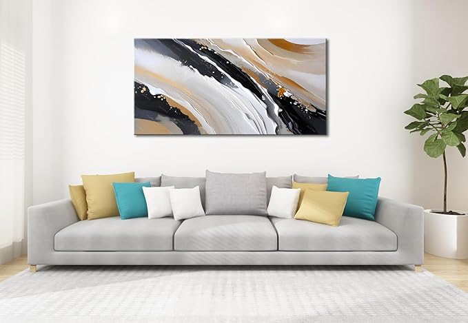 weiyiart Abstract Wall Art Wall Decor Brown and Black White Modern Canvas Wall Paintings Modern Artwork for Living Room Bedroom Bathroom Office Home Decor Can Be Hung Directly 20"x 40"
