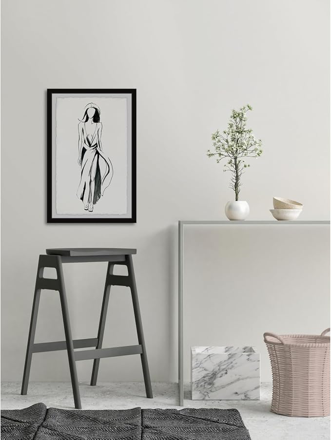 Modern Wall Art Print - Abstract Framed Painting Decor 30x20 - Contemporary Home Office Decor