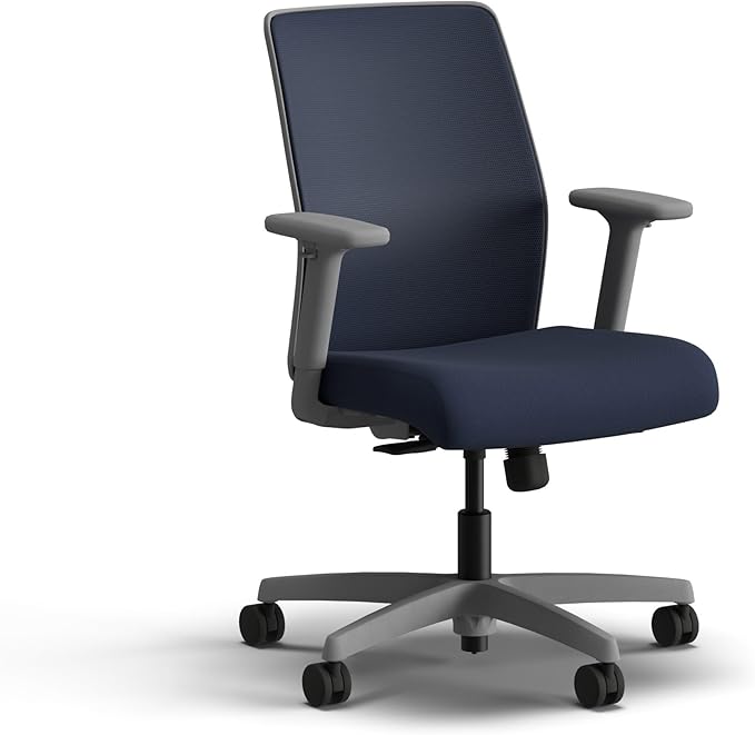 HON Ignition 2.0 Low Back Task Chair, Spectrum Mesh, Standard Synchro-Tilt Control, Office Chair with Lumbar Support, Height and Width Adjustable Arms, Titanium Frame, Blueberry