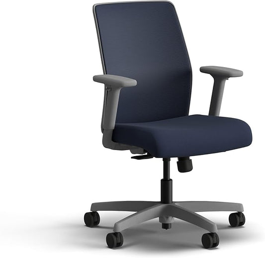 HON Ignition 2.0 Low Back Task Chair, Spectrum Mesh, Standard Synchro-Tilt Control, Office Chair with Lumbar Support, Height and Width Adjustable Arms, Titanium Frame, Blueberry