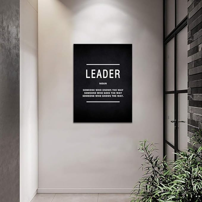 Leader Noun Inspirational Wall Art Inspiring Painting Prints on Canvas Motivational Leadership Entrepreneur Quotes Posters Inspiration Entrepreneurship Decoration Artwork for Office Home (18”Wx24”H)