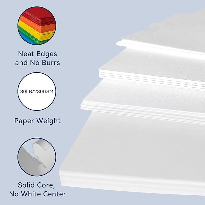 KIVTFF 11x17 Large White Card Stock, 100 Sheets, 80lb Thick, A3 Paper, Poster Paper, Display Board, Art & Crafts, Exhibits
