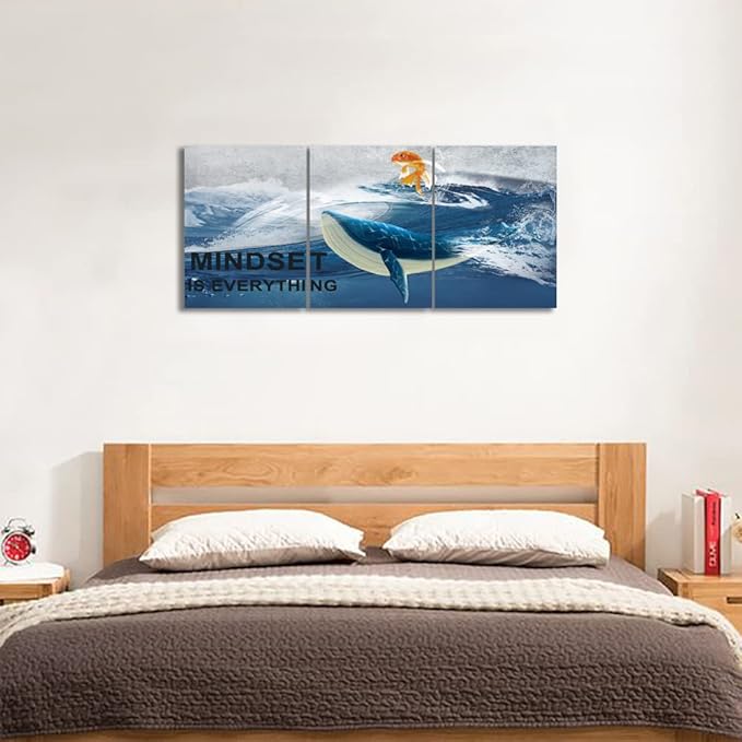 Inspirational Canvas Wall Art 3 Pieces Pictures Paintings Prints Bathroom Decor Ocean Wall Motivational Men Decoration for Living Room Bedroom Kitchen Home Office Decor Framed 36''W x 16''H