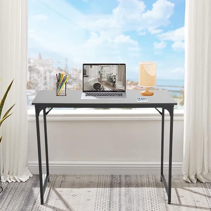 BLKMTY Computer Desk 39" Home Study Desk Office Workstation Large Writing Desk Modern Simple Style PC Table Easy Assembly Computer Table Industrial Style Metal Frame, Black