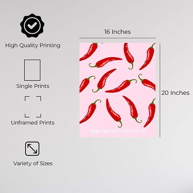 ALPINE INK CO. Red Chili Pepper Pattern Canvas Poster - Playful Spicy Food Illustration Art - Modern Kitchen Graphic Design - Fun Colorful Wall Decor - Home Dining Accent - 16x20 Unframed Canvas Print