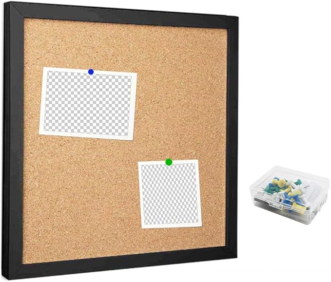 Corkboards for Wall, Cork Board Bulletin Board for Walls with Frame Cork Board Tiles,12"X 12" Thick Square Wall Tiles Small Framed Cork Tiles for Office,School, Home Holiday Decor (Black, 12 * 12)