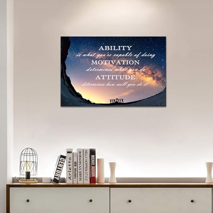 Inspirational Office Wall Art Ability is What You're Capable of Doing Quotes Wall Decor Motivational Attitude Saying Artwork for Living Room Office Home Classroom Framed 16" Wx12 H