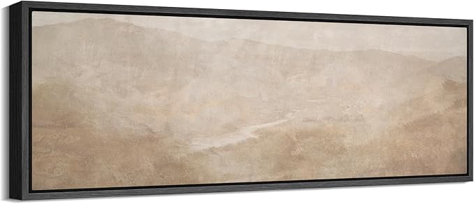 SIGNFORD Large Framed Canvas Soft Sandstone Valley Abstract Landscape Illustrations Modern Art Calm Warm for Living Room, Bedroom, Office - 60"x20"