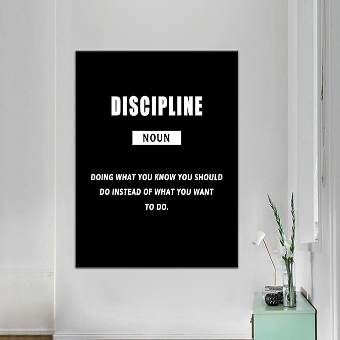Motivational Canvas Office Print Wall Art Discipline Inspirational Picture Poster Painting Modern Inspiring Artwork for Home Living Room Decoration Stretched and Framed [30''Wx 40''H]