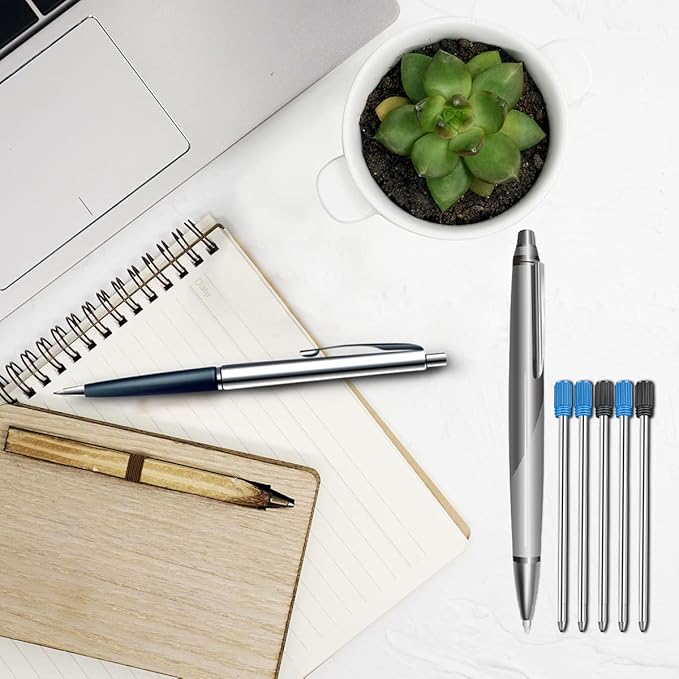 2.75 Inch Ballpoint Pen Refills Pack of 10, Smooth Writing 1.0 mm Medium Point Metal Refill, Replaceable Ink Pen Refill for Diamond Crystal Stylus Pens and Ballpoint Pens (Black and Blue)
