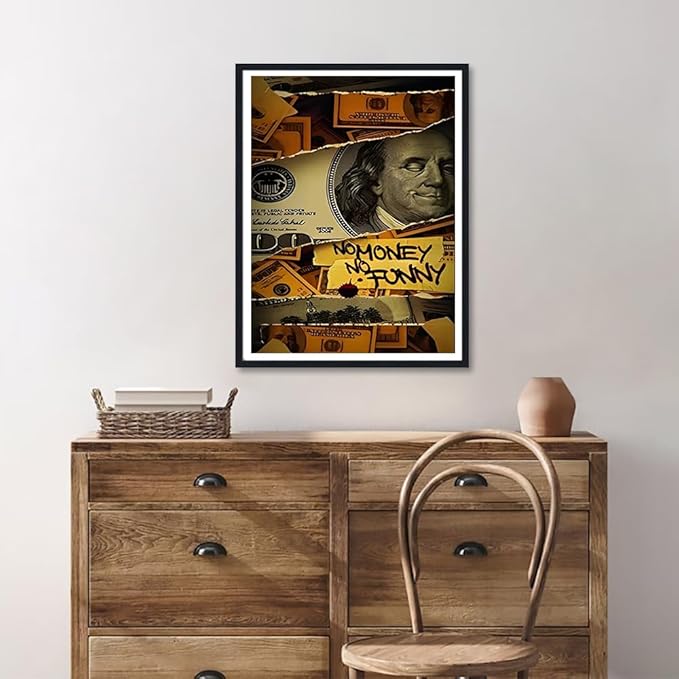 Inspirational Entrepreneur Quotes Wall Art No Money No Funny Posters Motivational Canvas Print Artwork Wall Decor for Office Living Room Decor Ready to Hang 12X16inch