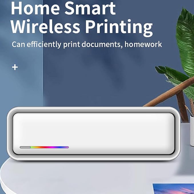 A4 Thermal Printer, Inkless Wireless Printer with Bluetooth 4.0, 203dpi Compact Printing Machine for Text Picture PDF Webpage, Includes 5.2m Paper Roll for Office School