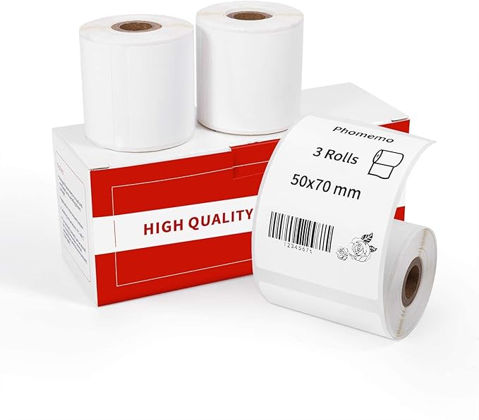 Phomemo M110 Label Maker with 3 Rolls 1.96’’ x 2.75’’ (50x70mm) Thermal Labels, Bluetooth Thermal Label Maker Printer Apply to Labeling, Office, Cable, Retail, Barcode, Compatible with Android & iOS