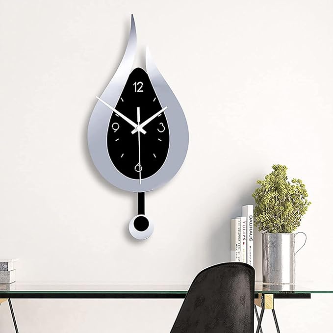 Wall Clock Wall Clock 3D Modern Wall Clock Decor Decorative Office Wall Clock with Pendulum Silent Numerals Water Drop Wall Clock Modern Clock (C 17 * 38cm)