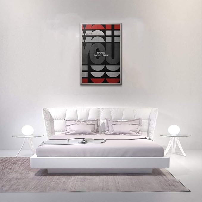 Yatsen Bridge Inspirational Canvas Painting Wall Art, You Win or You Learn Motivational Quote Picture Art Print, Modern Home Office Wall Decor Stretched and Framed Ready to Hang - 24x36 inches