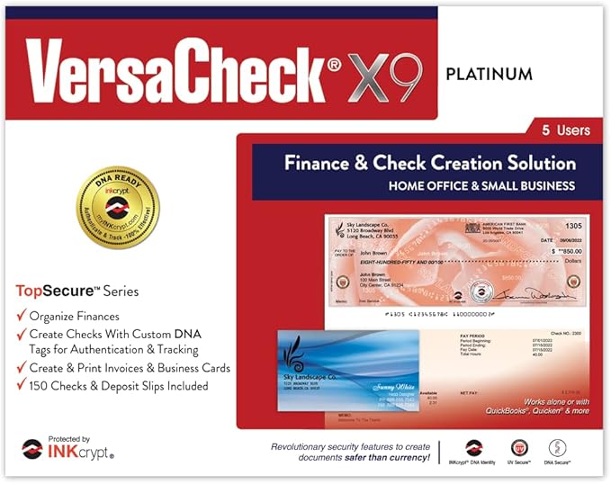 VersaCheck M22 MXE MICR Check Printer and VersaCheck X9 Platinum 5-User Check Printing Software Bundle