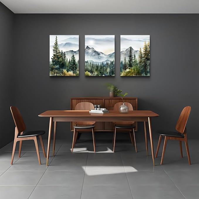 DZRWUBHS Large Wall Art for Living Room Wall Decoration for Bedroom Office Decor Abstract Mountain Forest Landscapes Ink Painting Framed Canvas Art Prints Ready to Hang Pictures Modern Home Decor