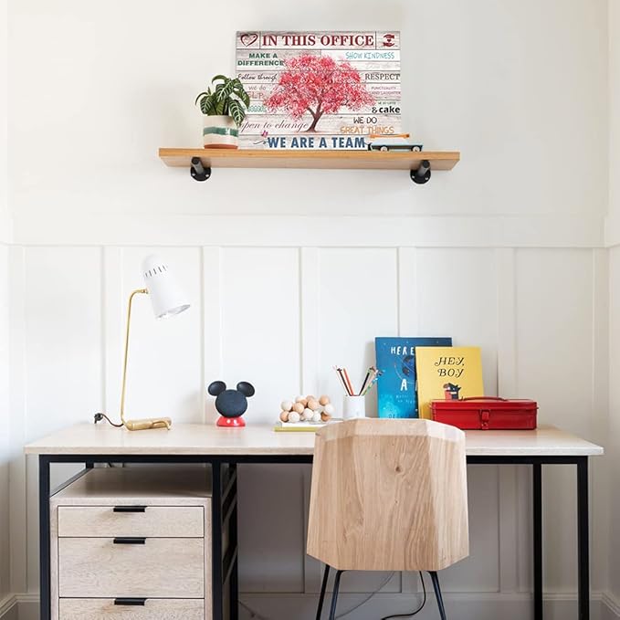 Vintage Office Decor Inspirational Posters Wall Decor Rustic In This Office Inspiring Wall Art Pink Tree Picture Print on Canvas for Home Office Decoration Framed Positive Quotes Gifts 12x16inch